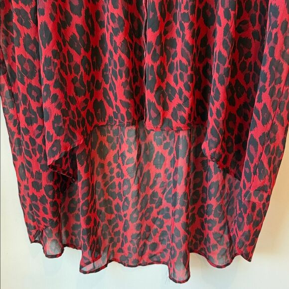Torrid Plus Size Red Leopard Print Lexie Chiffon Hi-Low Tunic Top - Picture 5 of 8
